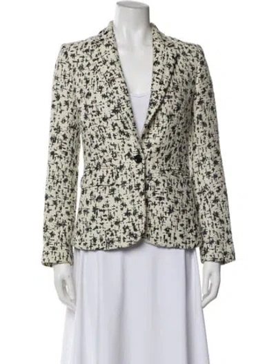 Pre-owned Alice And Olivia Printed Blazer In White