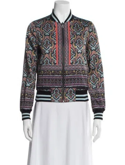 Pre-owned Alice And Olivia Printed Bomber Jacket In Black