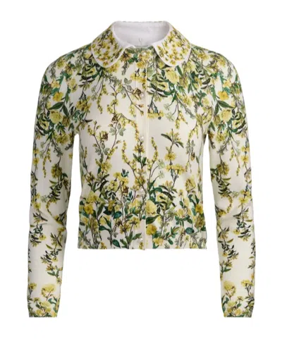 Alice And Olivia Printed Collar Cardigan In Multi