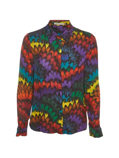 Pre-owned Alice + Olivia Printed Crepe Shirt In Red
