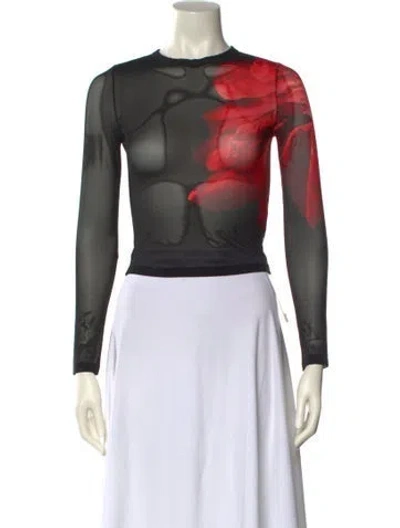 Pre-owned Alice And Olivia Printed Crew Neck Crop Top In Black