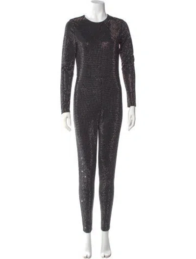 Pre-owned Alice And Olivia Printed Crew Neck Jumpsuit In Black