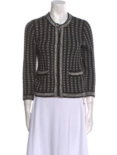 Pre-owned Alice And Olivia Printed Crew Neck Sweater In Black