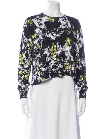 Pre-owned Alice And Olivia Printed Crew Neck Sweater In White