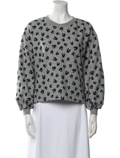 Pre-owned Alice And Olivia Printed Crew Neck Sweatshirt In White