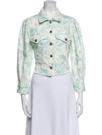 Pre-owned Alice And Olivia Printed Denim Jacket In Blue