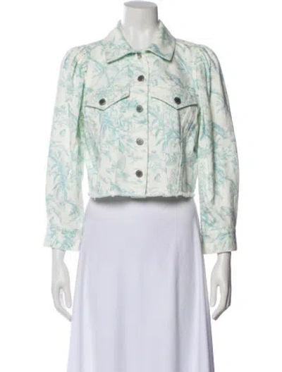 Pre-owned Alice And Olivia Printed Denim Jacket In Blue