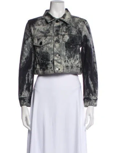 Pre-owned Alice And Olivia Printed Denim Jacket In Gray