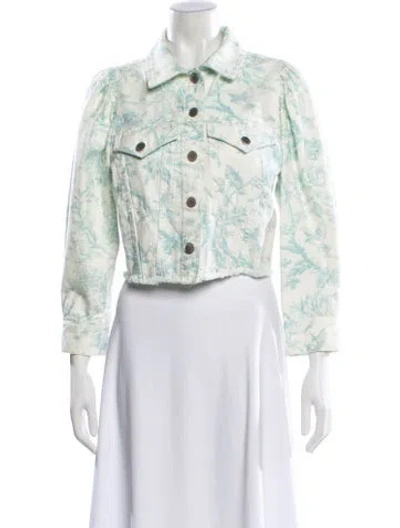 Pre-owned Alice And Olivia Printed Denim Jacket In White