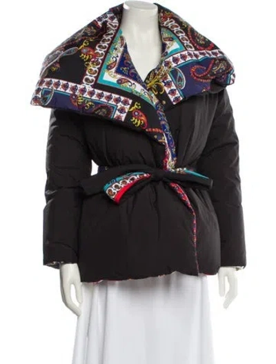 Pre-owned Alice And Olivia Printed Down Jacket In Black
