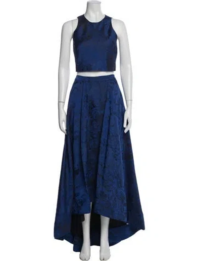 Pre-owned Alice And Olivia Printed Embroidered Accent Skirt Set In Blue