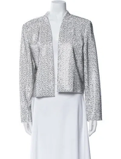 Pre-owned Alice And Olivia Printed Evening Jacket In White
