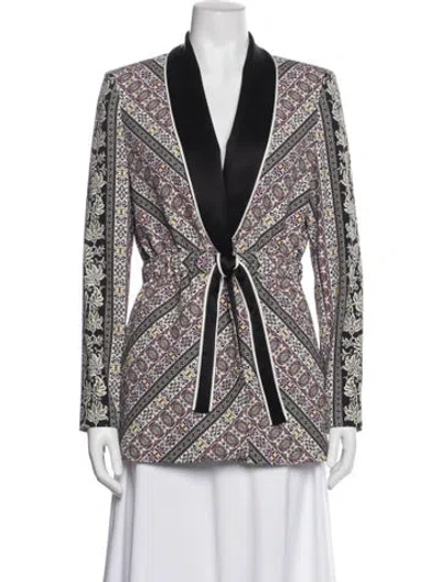 Pre-owned Alice And Olivia Printed Evening Jacket In White