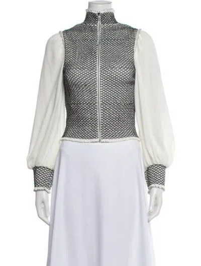 Pre-owned Alice And Olivia Printed Evening Jacket In White