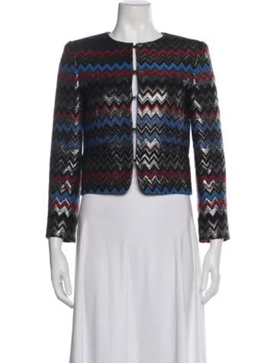 Pre-owned Alice And Olivia Printed Evening Jacket In White
