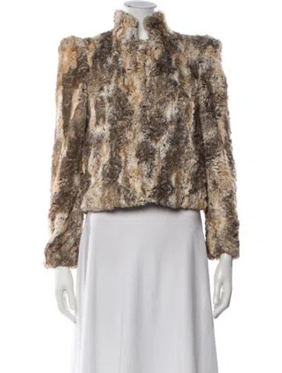 Pre-owned Alice And Olivia Printed Faux Fur Jacket In Brown