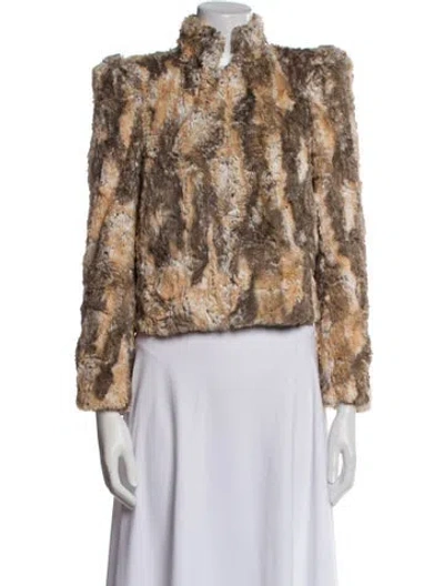 Pre-owned Alice And Olivia Printed Faux Fur Jacket In Neutral