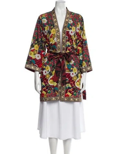 Pre-owned Alice And Olivia Printed Glitter Accents Robe In Multi