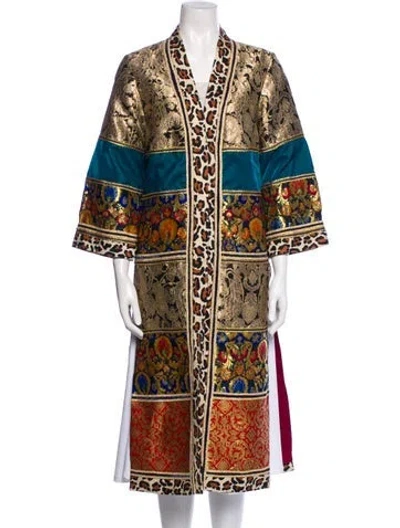 Pre-owned Alice And Olivia Printed Glitter Accents Robe W/ Tags In Neutral