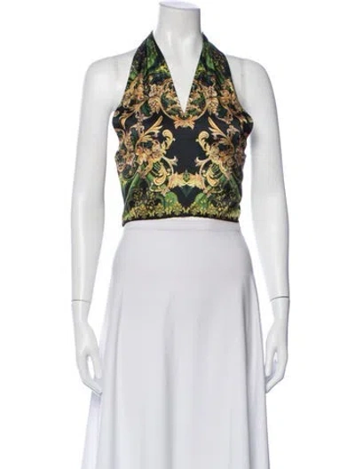 Pre-owned Alice And Olivia Printed Halterneck Crop Top W/ Tags In Multi