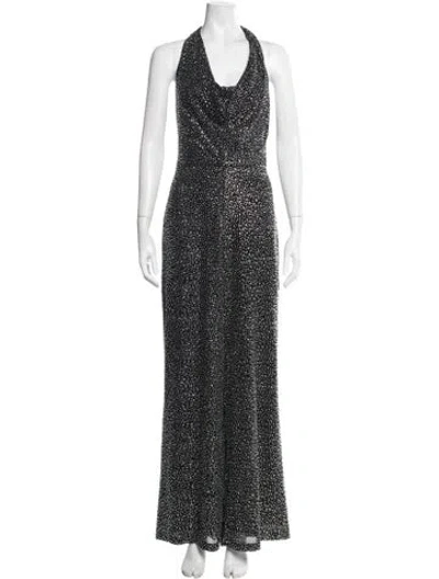 Pre-owned Alice And Olivia Printed Halterneck Jumpsuit In Black