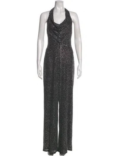 Pre-owned Alice And Olivia Printed Halterneck Jumpsuit W/ Tags In Black