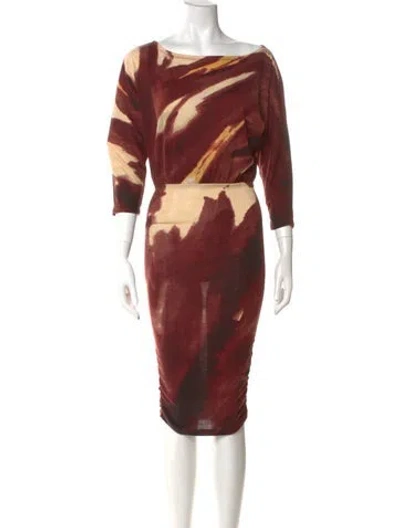 Pre-owned Alice And Olivia Printed Knee-length Dress In Red