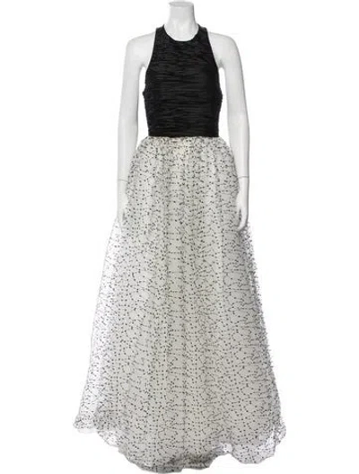 Pre-owned Alice And Olivia Printed Long Dress In Black