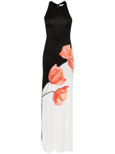 Alice And Olivia Printed Long Dress In Black