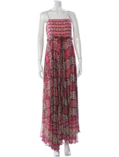 Pre-owned Alice And Olivia Printed Long Dress In Pink
