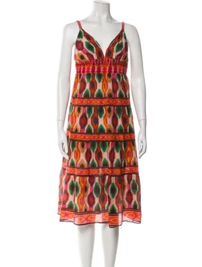 Pre-owned Alice And Olivia Printed Long Dress In Red