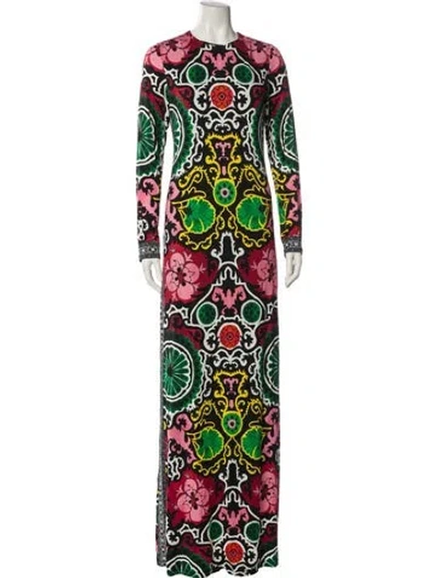 Pre-owned Alice And Olivia Printed Long Dress In Red