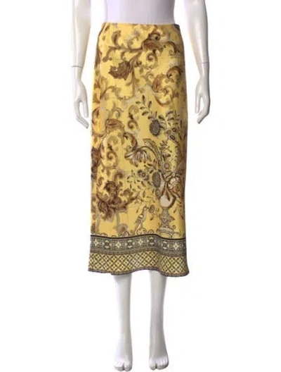 Pre-owned Alice And Olivia Printed Long Skirt In Yellow