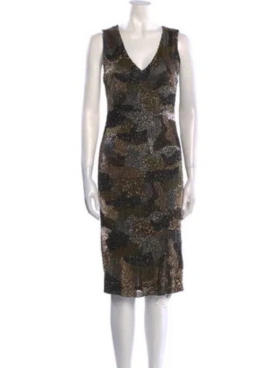 Pre-owned Alice And Olivia Printed Midi Length Dress In Black
