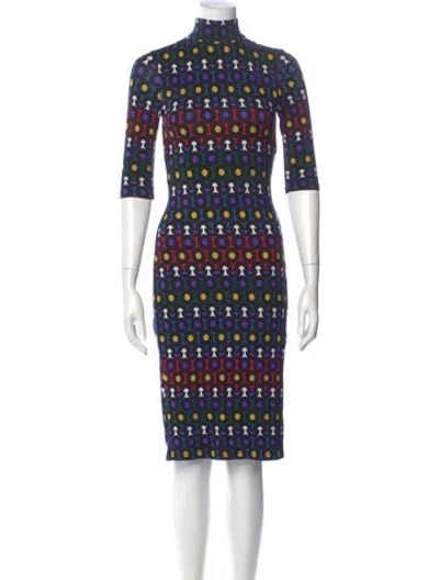 Pre-owned Alice And Olivia Printed Midi Length Dress In Black