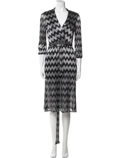 Pre-owned Alice And Olivia Printed Midi Length Dress In Blue