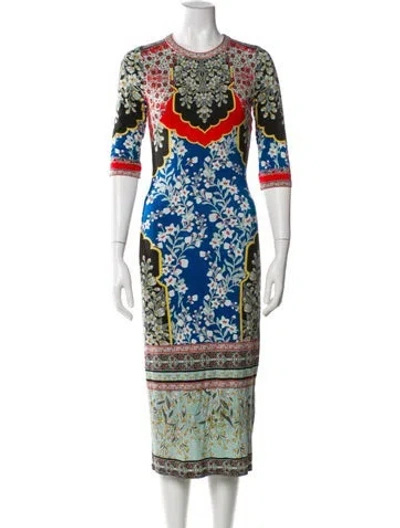 Pre-owned Alice And Olivia Printed Midi Length Dress In Blue