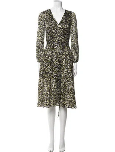 Pre-owned Alice And Olivia Printed Midi Length Dress In Gray