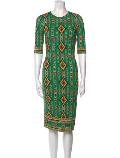 Pre-owned Alice And Olivia Printed Midi Length Dress In Green