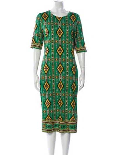 Pre-owned Alice And Olivia Printed Midi Length Dress In Green