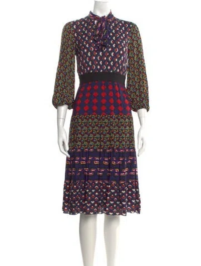 Pre-owned Alice And Olivia Printed Midi Length Dress In Purple