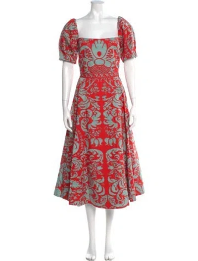 Pre-owned Alice And Olivia Printed Midi Length Dress In Red