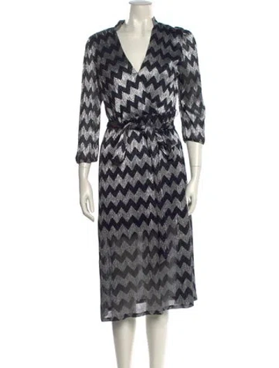 Pre-owned Alice And Olivia Printed Midi Length Dress In Silver