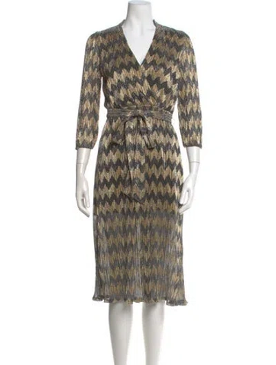 Pre-owned Alice And Olivia Printed Midi Length Dress W/ Tags In Multi