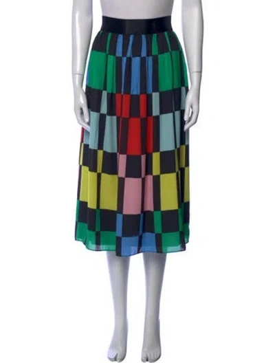 Pre-owned Alice And Olivia Printed Midi Length Skirt In Blue