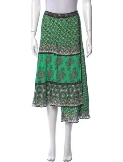 Pre-owned Alice And Olivia Printed Midi Length Skirt In Green