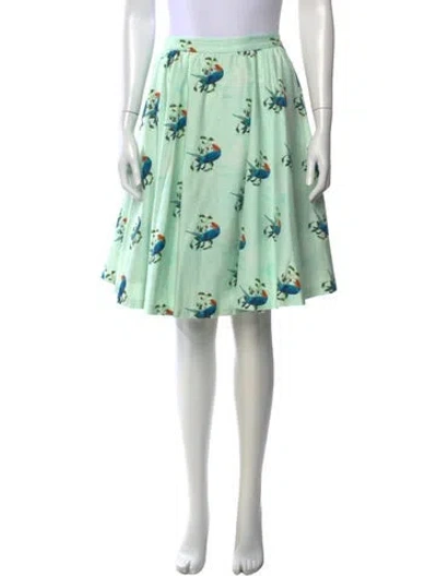Pre-owned Alice And Olivia Printed Midi Length Skirt In Green