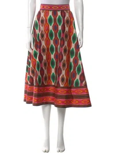 Pre-owned Alice And Olivia Printed Midi Length Skirt In Red