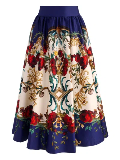 ALICE AND OLIVIA PRINTED MIDI SKIRT