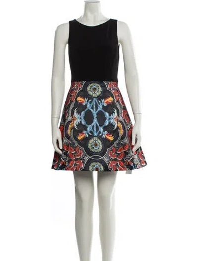Pre-owned Alice And Olivia Printed Mini Dress In Black